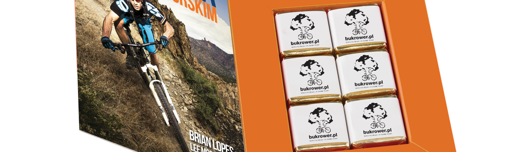 Čokoládky v reklamní krabičce ve tvaru knihy