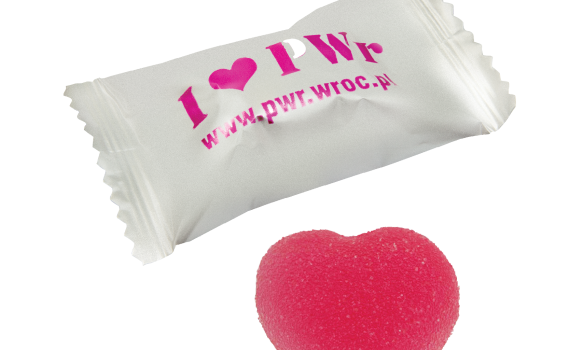 Želé ve tvaru srdce v reklamním sáčku