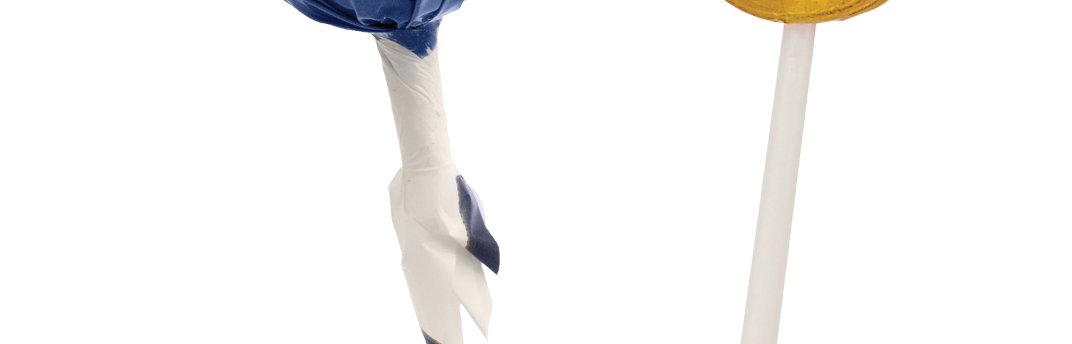 Kulaté lízátko v reklamní fólii