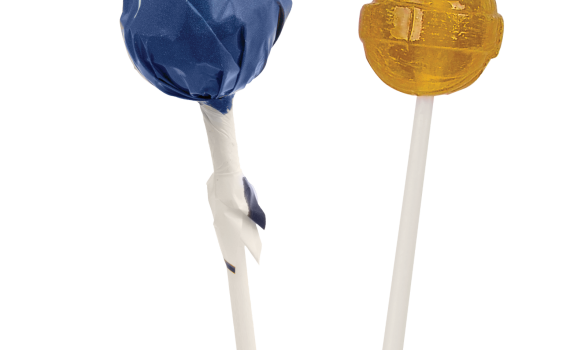 Kulaté lízátko v reklamní fólii