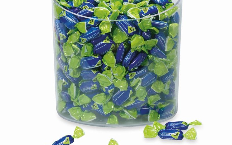 Transparent display with promotional sweets