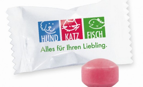 Mini bonbón v reklamním sáčku