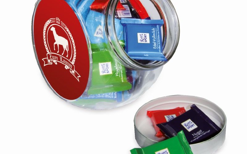 Large round jar with sticker and print