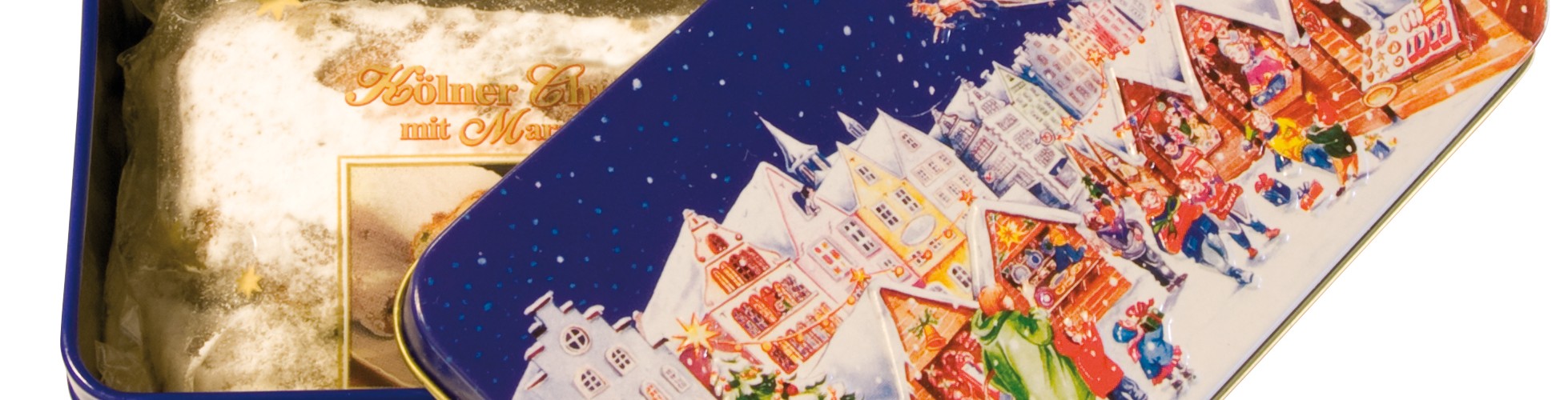 Vánoční štola v plechové dźe se svátečním designem