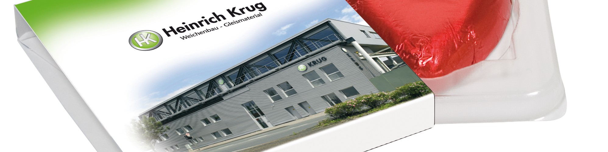 Čokoládové srdíčko v plastovém obalu a reklamní krabičce