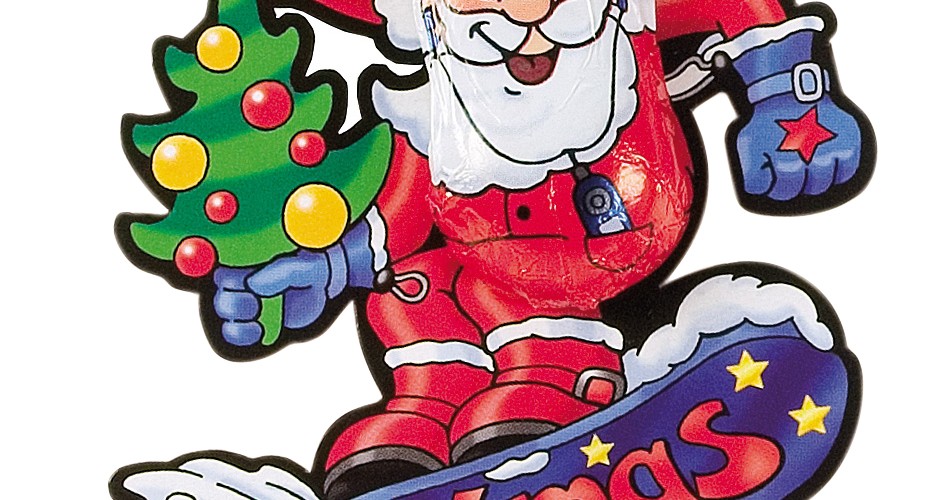 Čokoládový Santa Claus na snowboardu