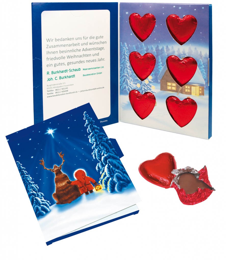 Promo card with chocolate hearts