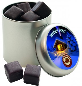 Silver round tin with printed lid