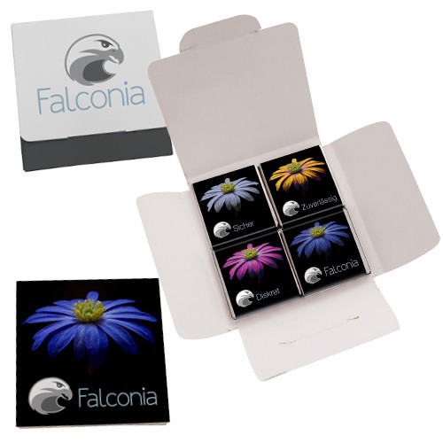 Obálka s vlastním potiskem se 4 reklamními čokoládkami