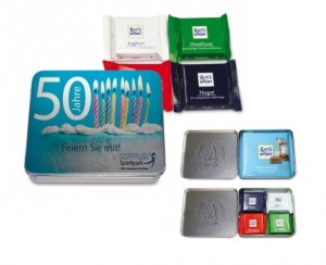 Premium-Box Mini filled with 4 Ritter SPORT Mini