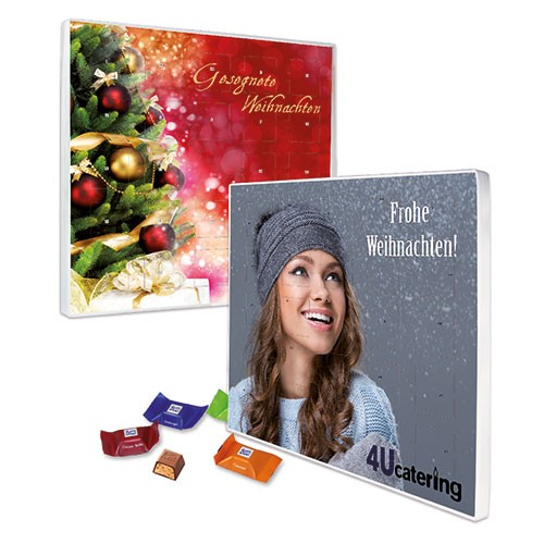 Adventní kalendář s vlastním potiskem obsahující 24 čokoládek Ritter SPORT