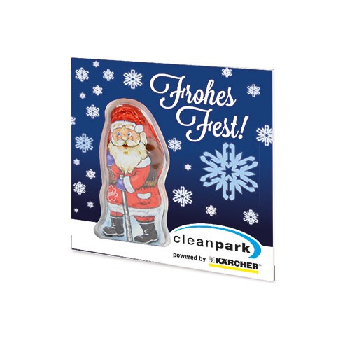 Čokoláda ve tvaru Santa Clause s kartičkou s vlastním potiskem