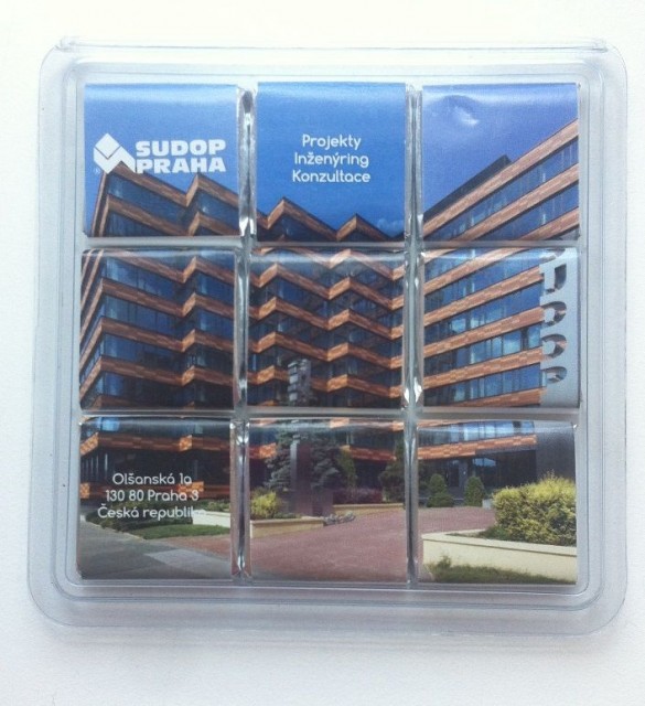 Set of chocolate bars in transparent box