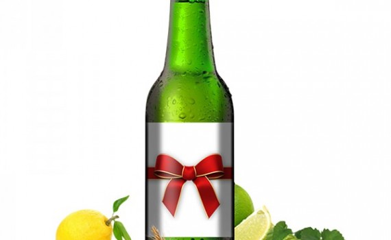 Pivo citron a limetka s reklamní etiketou