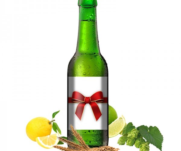 Pivo citron a limetka s reklamní etiketou