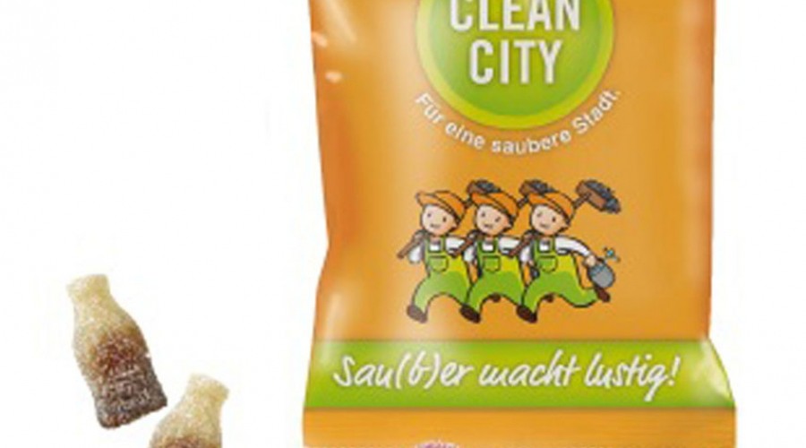 Kyselé želé v reklamním obalu