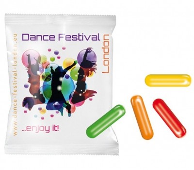 Žvýkací pastilky v reklamním obalu