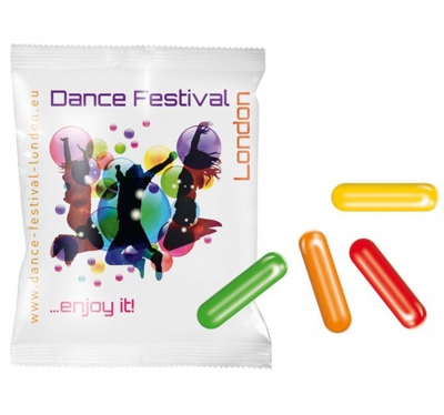 Žvýkací pastilky v reklamním obalu