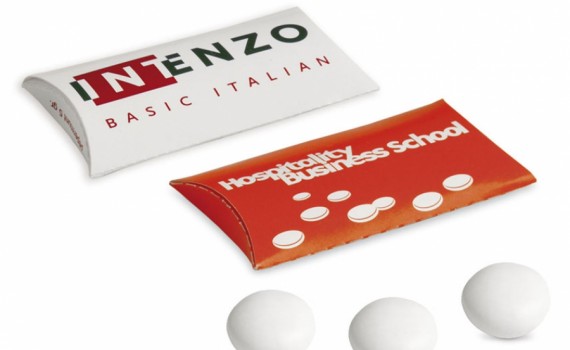 Bonbóny metos v reklamní krabičce