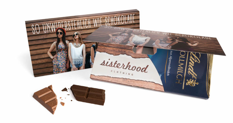 Lindt chocolate bar in mailing carton