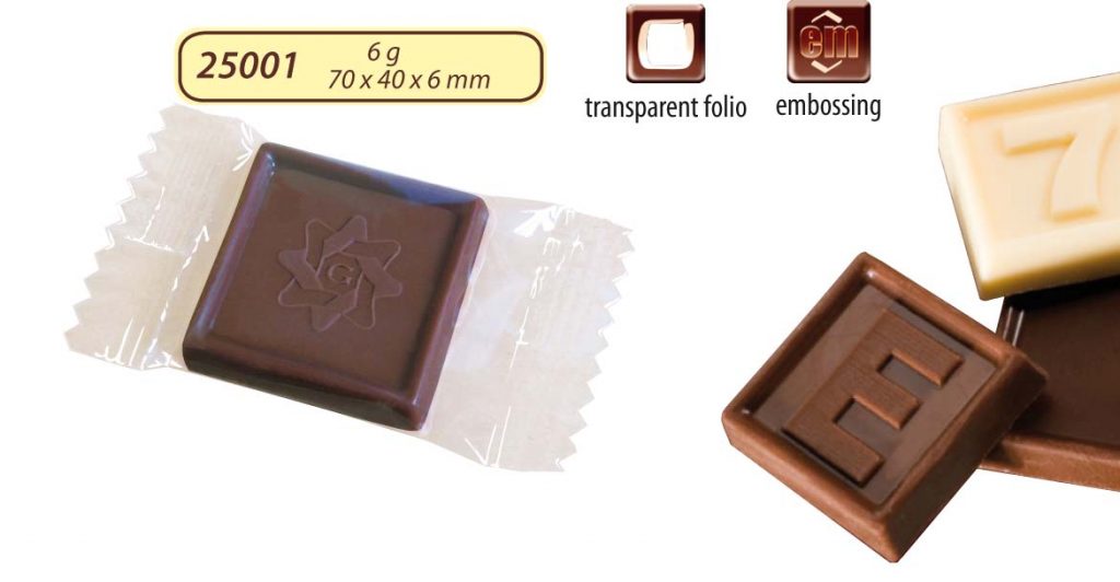Advertising chocolate 6g with chocolate logo