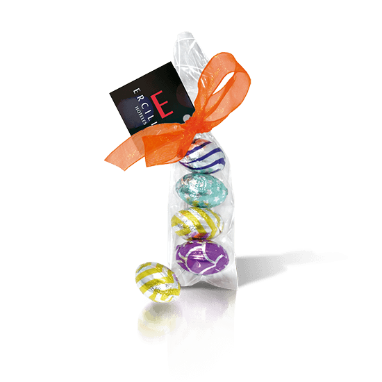 Bag with 4 eggs and ribbon