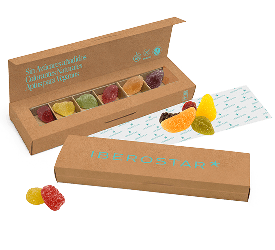 Box with 6 fruit pectins in line