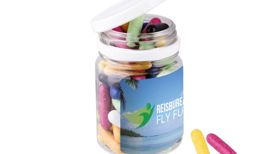 Plastic can liquorice sticks