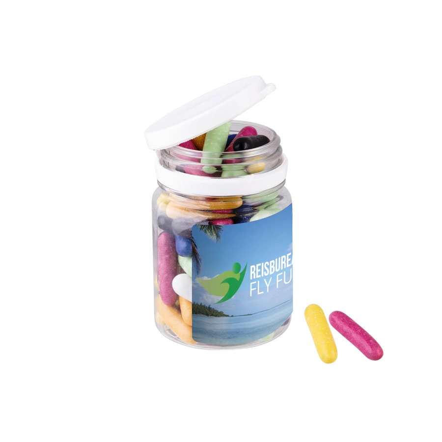 Plastic can liquorice sticks