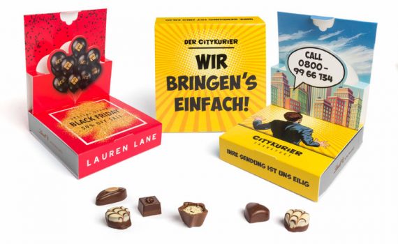 Lindt Mini Pralinés in personlaized pop up carton