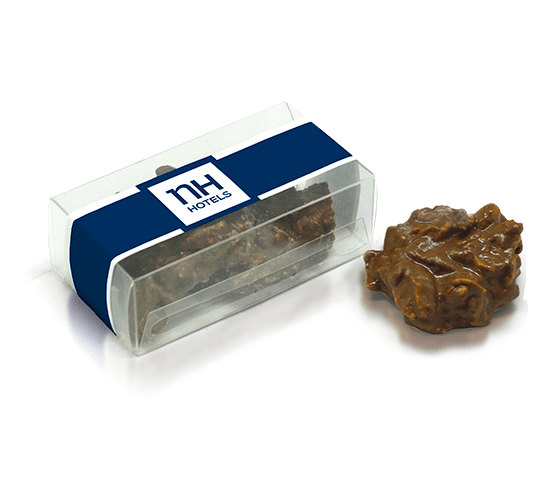 Acetate box with chocolate rocks