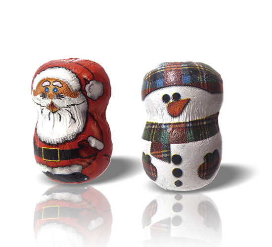 Chocolate with Santa Claus or snowman shape