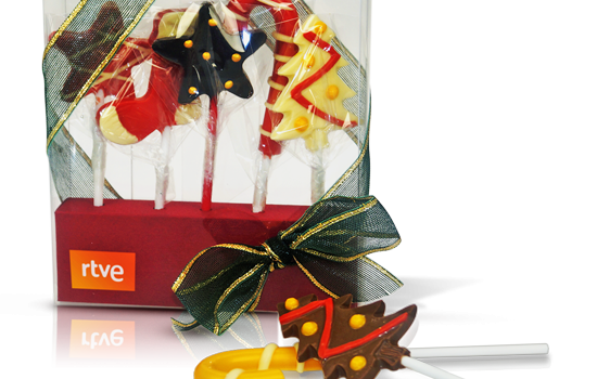 Box with chocolate lollipops