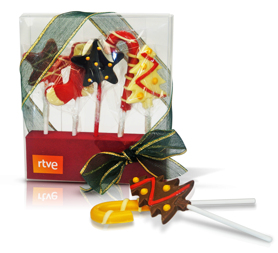 Box with chocolate lollipops