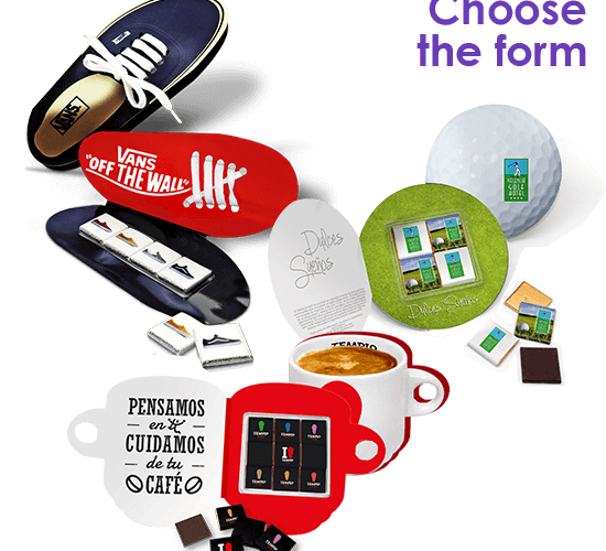 Creative postcard with chocolate neapolitans