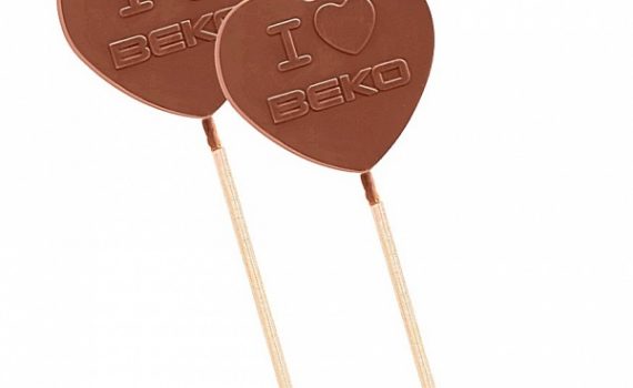 Promotional chocolate lollipop heart