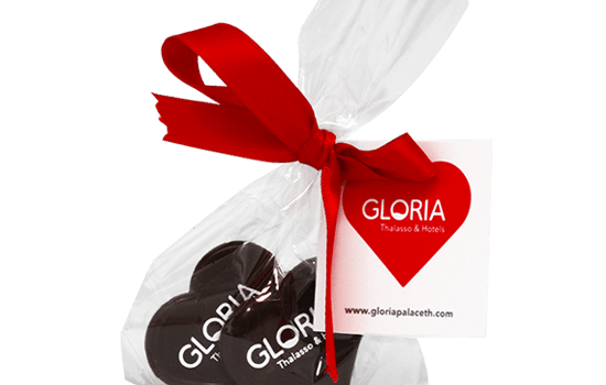 Bag with chocolate hearts