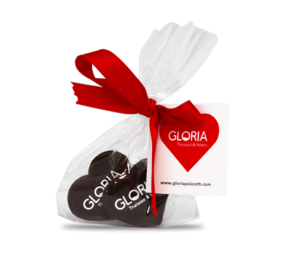 Bag with chocolate hearts