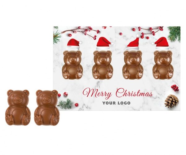Christmas card with chocolate teddy bears