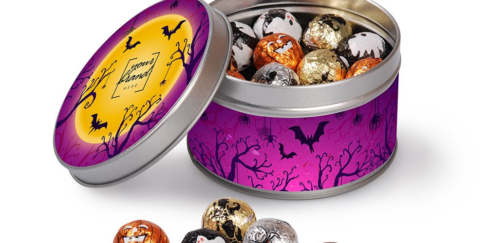 Halloween mini tin with chocolate balls