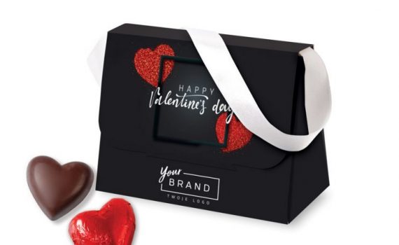 Handbag with chocolate hearts