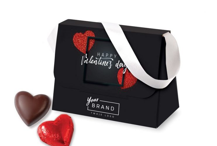 Handbag with chocolate hearts
