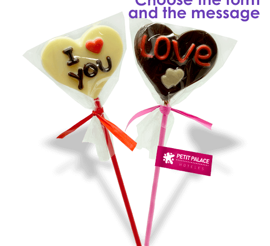 Heart chocolate lollipop with message