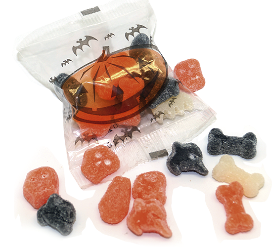 10g bag with Halloween gummies