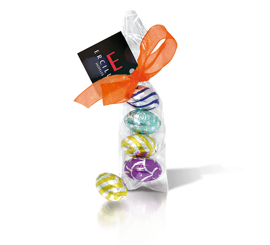 Easter bag with 4 eggs and ribbon