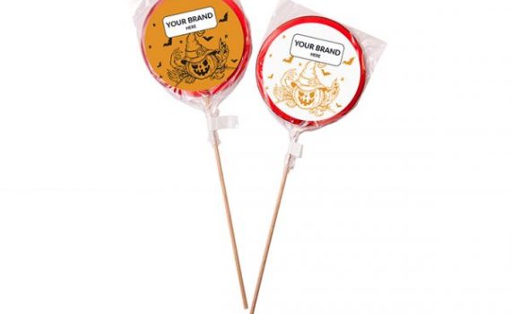 Halloween 80 mm Single-Color Lollipop with Promotional Sticker