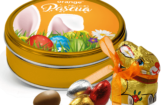Promotion Easter tin with chocolate eggs