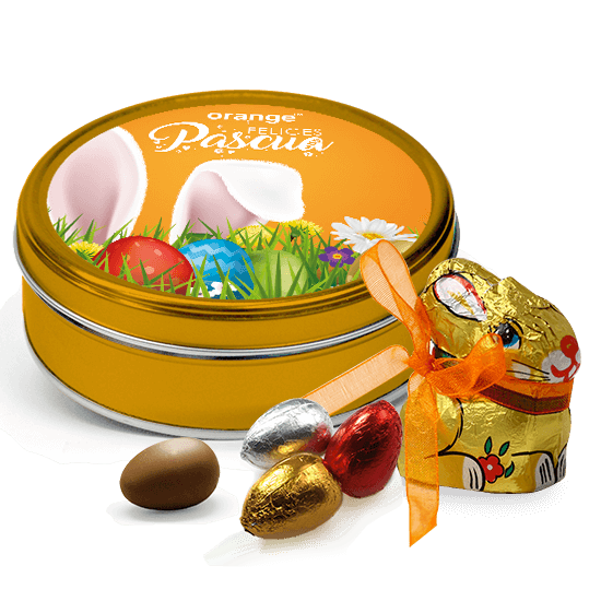 Promotion Easter tin with chocolate eggs