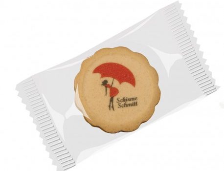 Round biscuit with direct colour print
