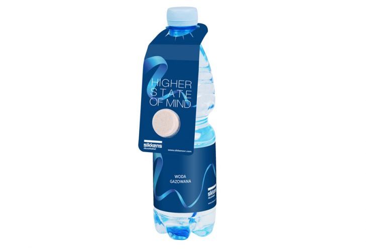 mineral water with vitamus hang tag